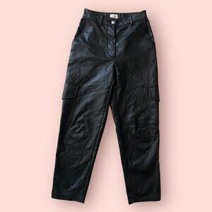 Wilfred Faux Black Leather Cargo Pants